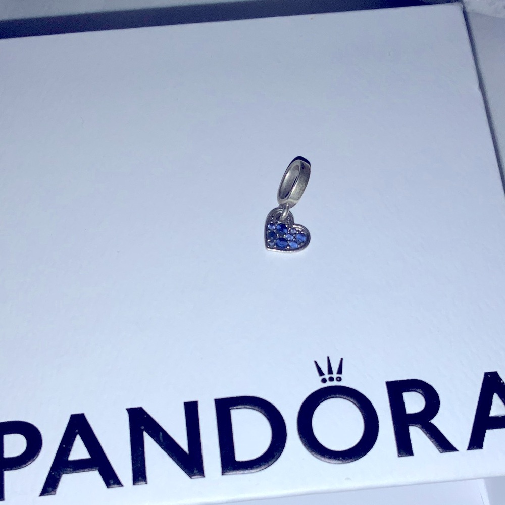 Pandora Stellar Blue Pavé Tilted Heart Dangle Charm